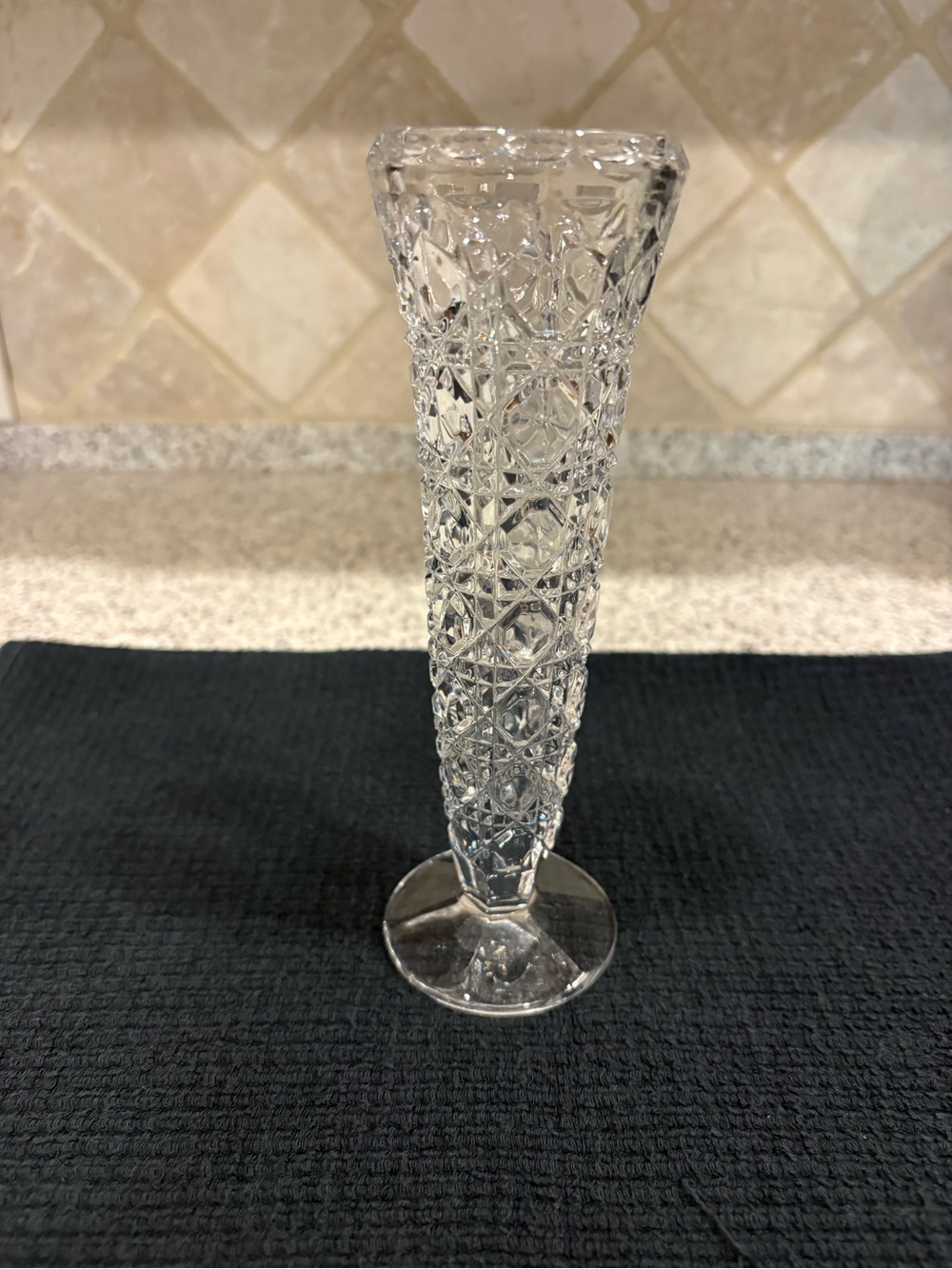 Vintage Indiana Glass Royal Brighton clear pressed crystal bud vase